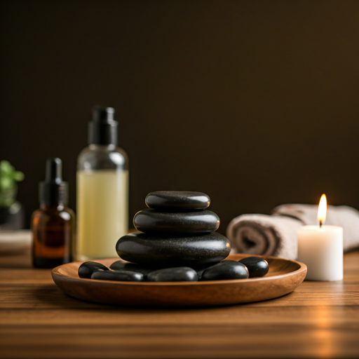 Masaje relajante con aceites aromáticos en ambiente zen